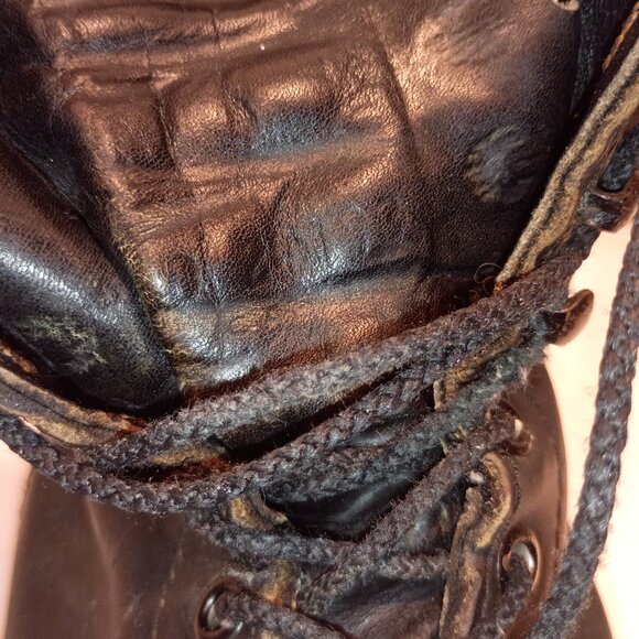 Vintage RED WING Boots Men 9D Black Leather Lace-up Logger Max 24193 Moto Grunge - Picture 9 of 15